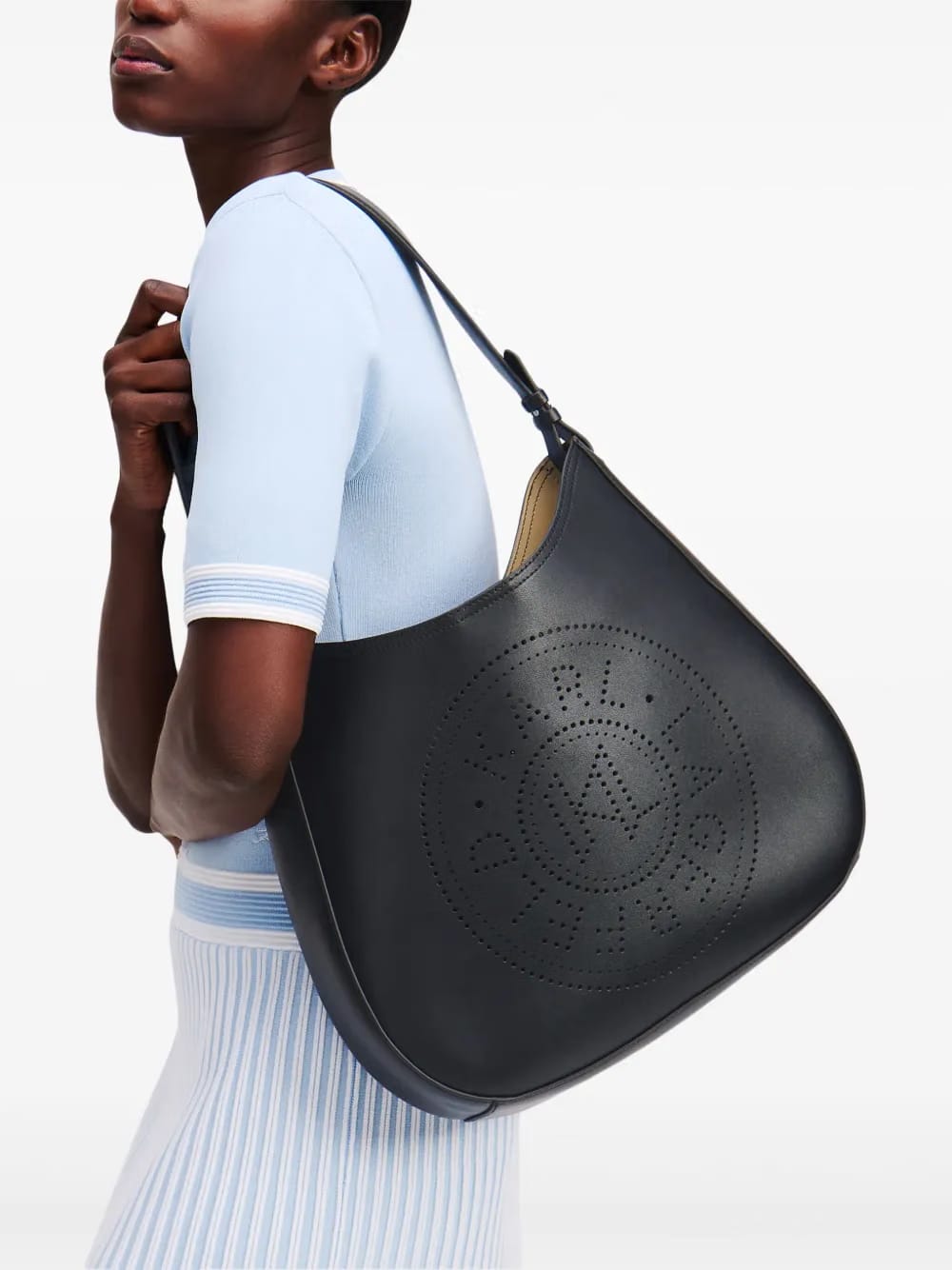 K/Circle perforated-design hobo bag