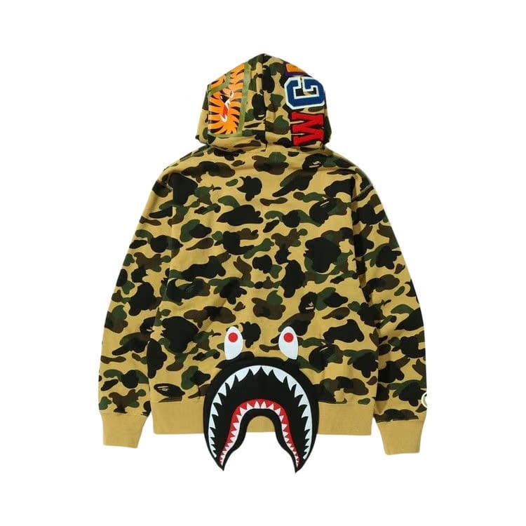 BAPE 1st Camo Shark Relaxed Fit Fullover Hoodie Yellow
