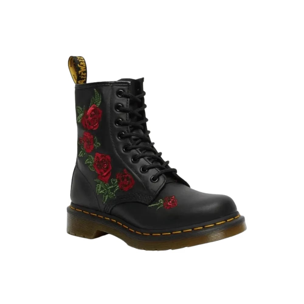 Dr Martens 1460 Vonda Floral Leather Lace Up Boots Black
