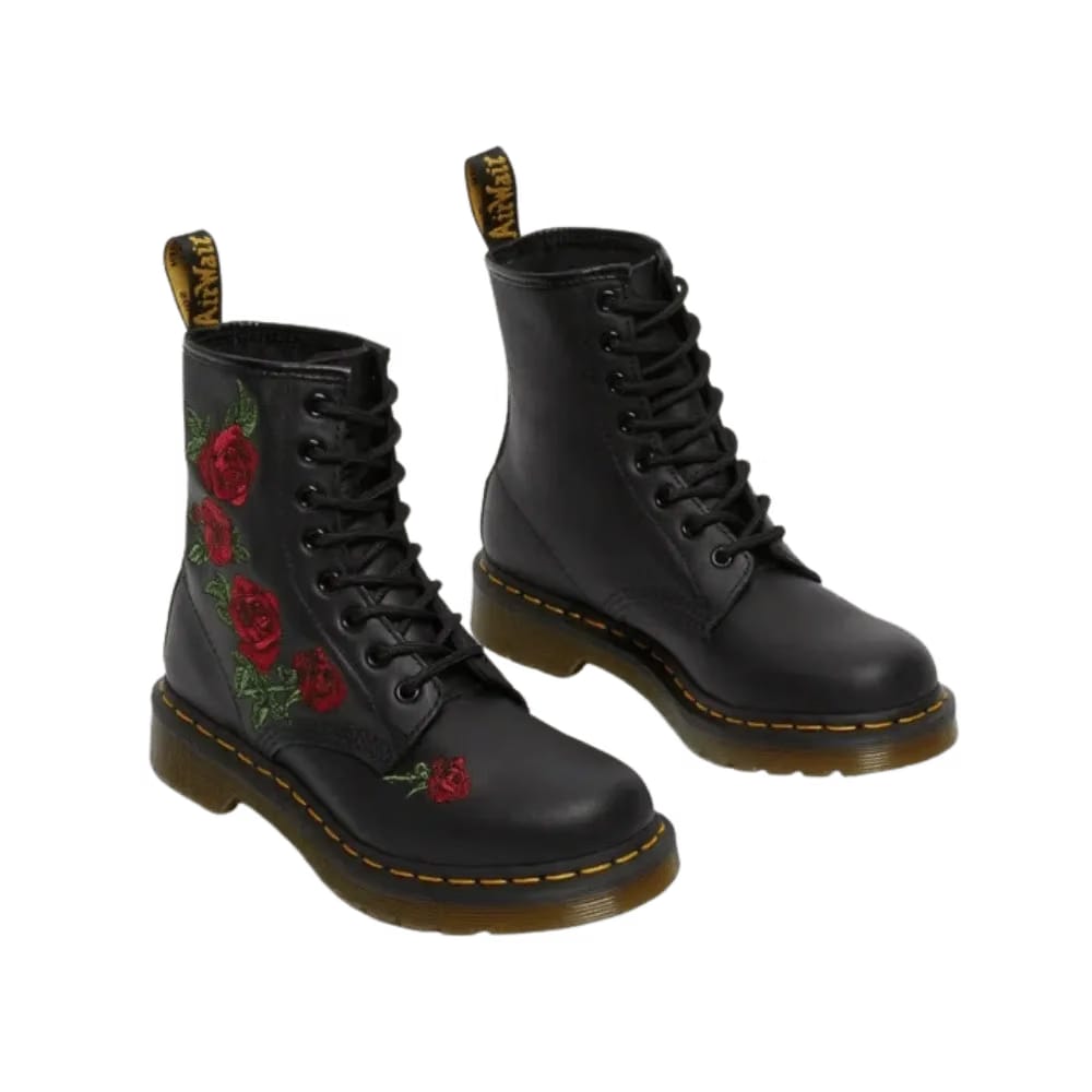 Dr Martens 1460 Vonda Floral Leather Lace Up Boots Black
