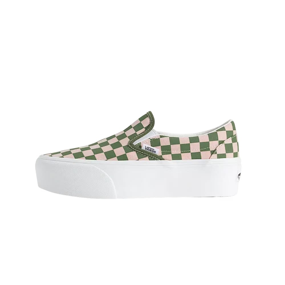 Vans Classic Slip-On Checkerboard Platform Shoe Pine Forest Green