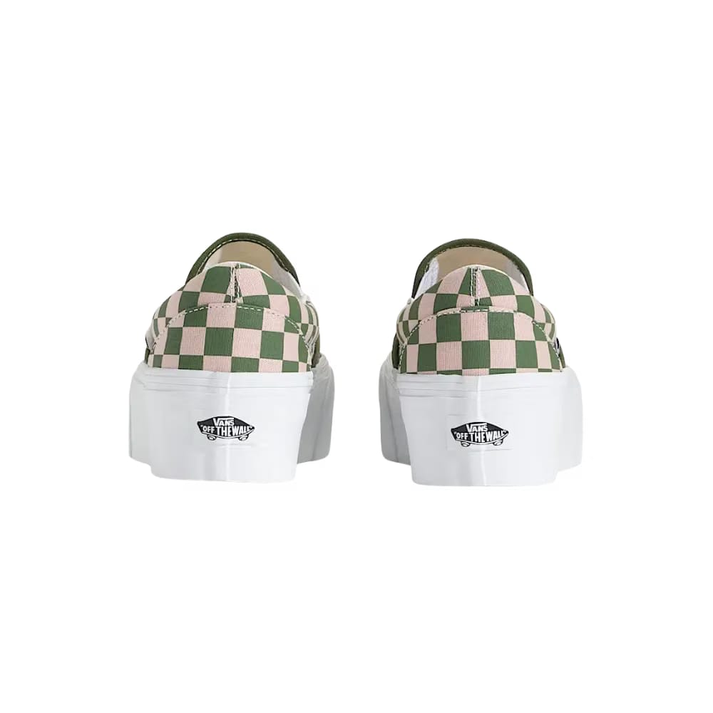 Vans Classic Slip-On Checkerboard Platform Shoe Pine Forest Green