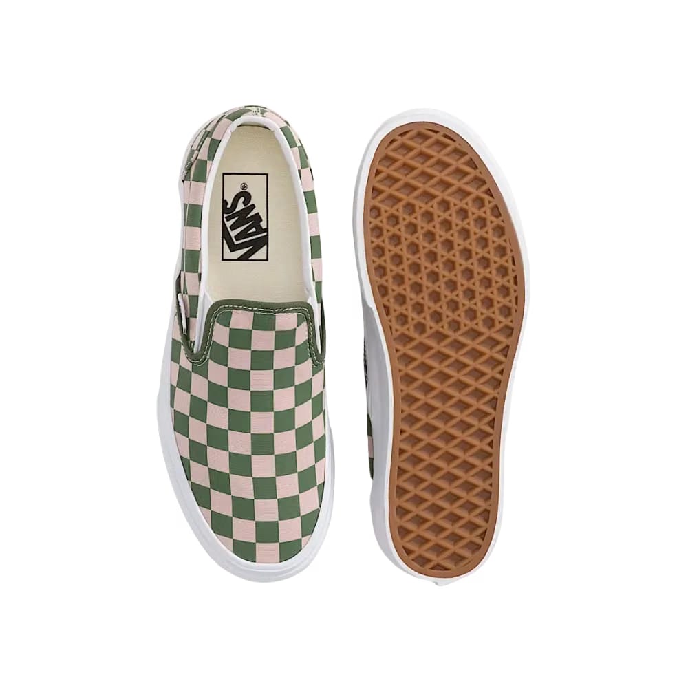 Vans Classic Slip-On Checkerboard Platform Shoe Pine Forest Green
