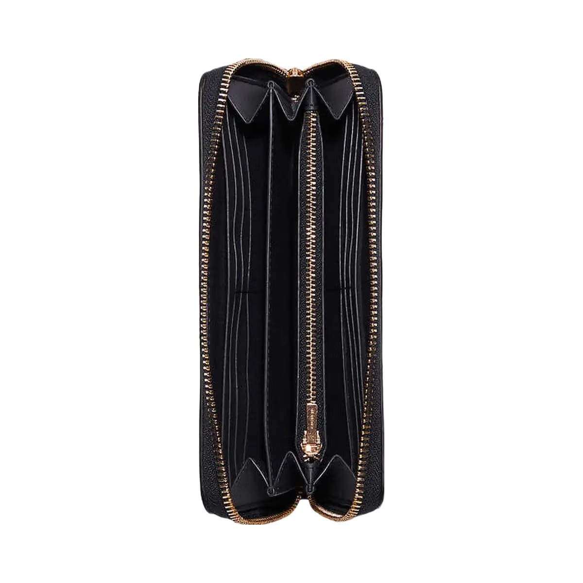 Coach Long Zip Around Wallet Pebbled Leather-Gold-Midnight