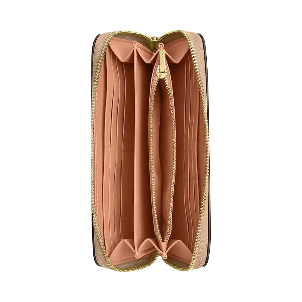 Coach Long Zip Around Wallet Pebbled Leather-Im-Cream-Peach