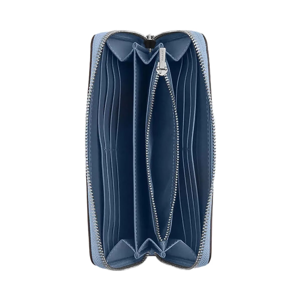 Coach Long Zip Around Wallet Pebbled Leather-Sv-Bluebell
