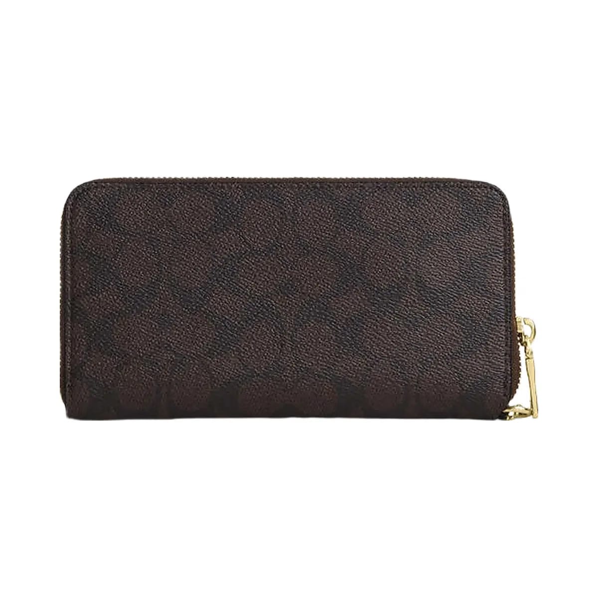 Coach Long Zip Around Wallet With Detachable Card Case In Signature Canvas Signature Canvas-Gold-Walnut-Black