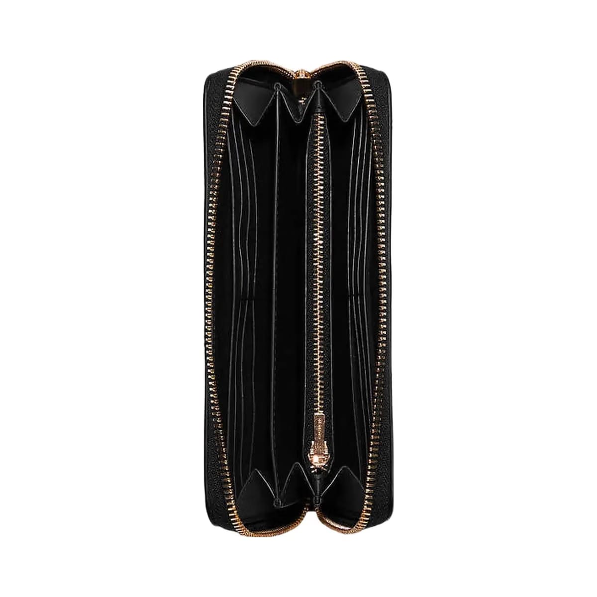 Coach Long Zip Around Wallet Pebbled Leather-Gold-Black