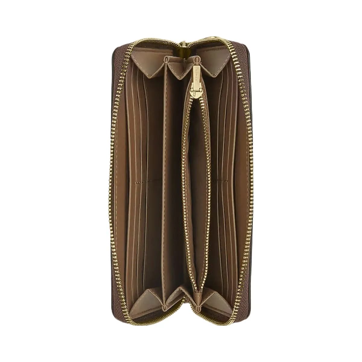 Coach Long Zip Around Wallet Pebbled Leather-Gold-Dark Stone