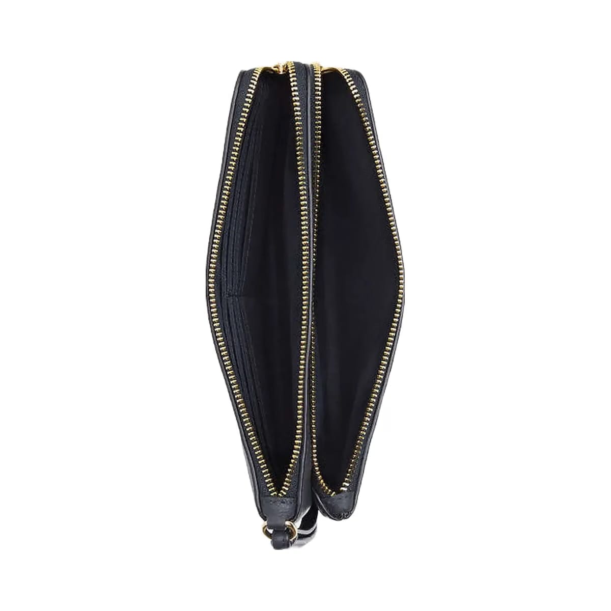 Coach Double Zip Wallet Pebbled Leather-Gold-Midnight
