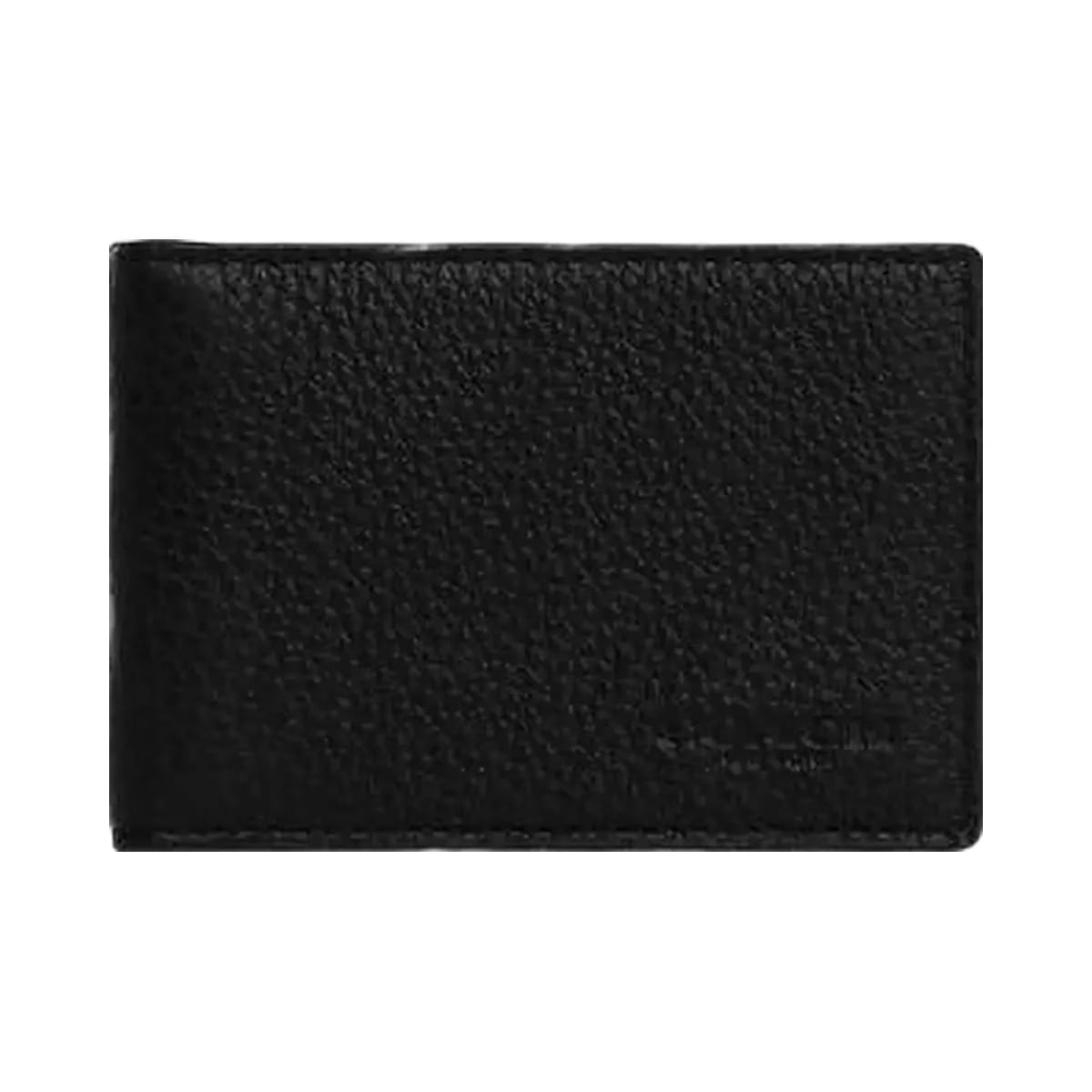 Coach Compact Billfold Wallet Pebbled Leather-Gunmetal-Black