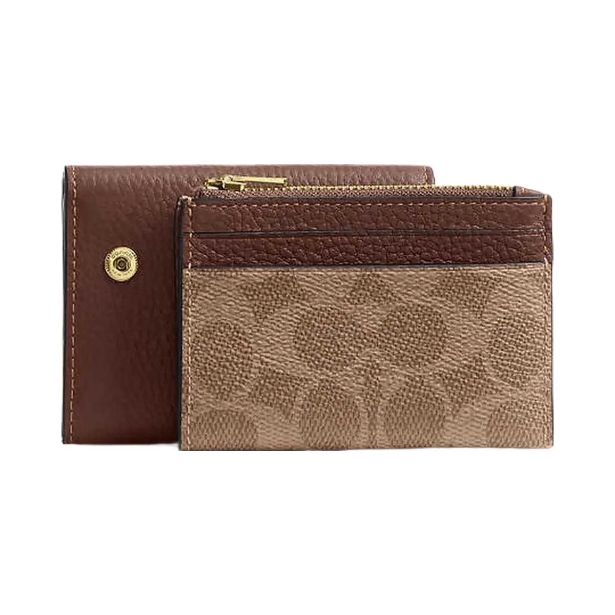 Coach Card Holder Wallet In Signature Canvas Signature Canvas-Gold-Tan-Brown