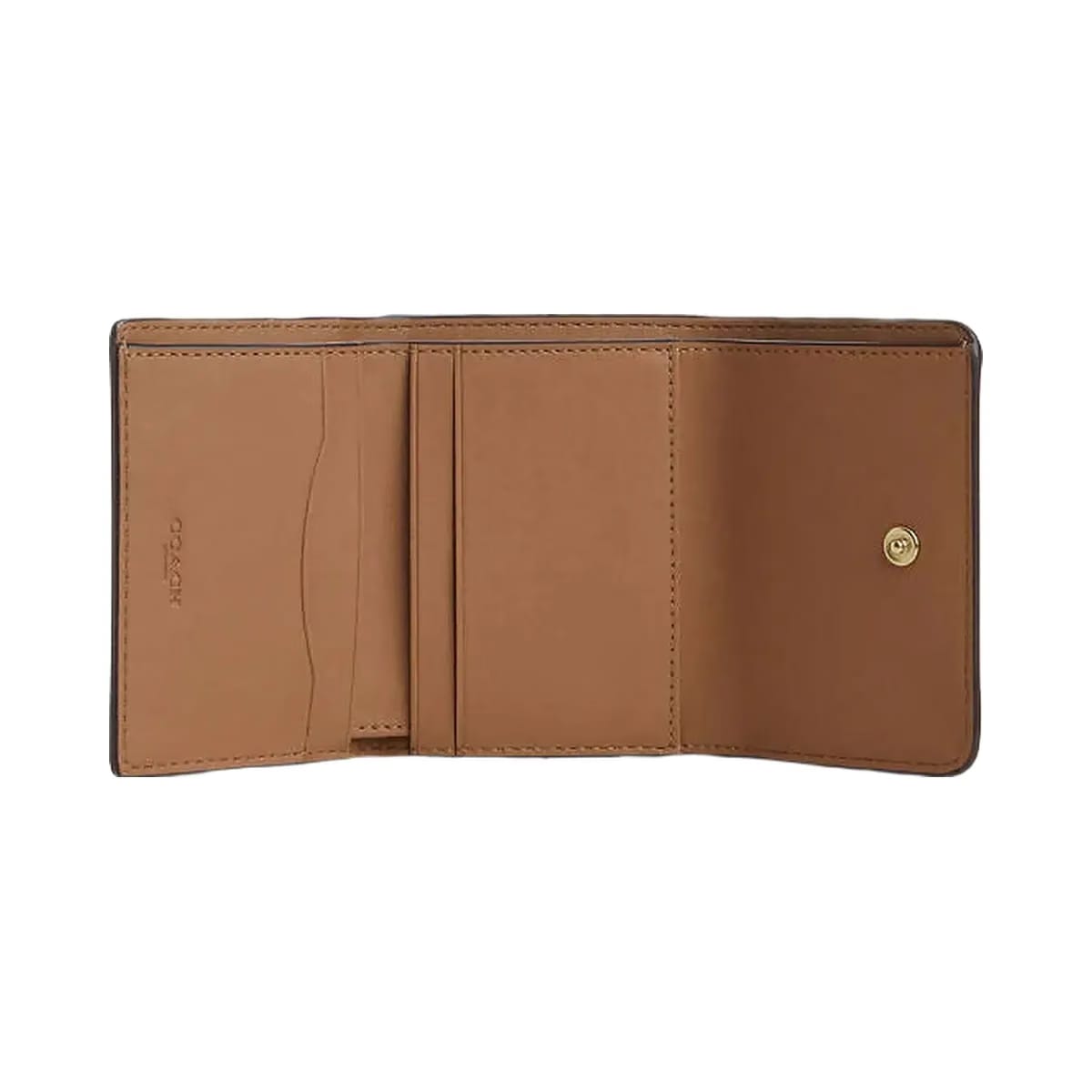 Coach Card Holder Wallet In Signature Canvas With Floral Print Gold-Sand Multi
