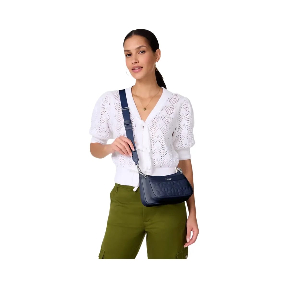 Kate Spade Duet Quilted Fabric Small Crossbody Parisian Navy