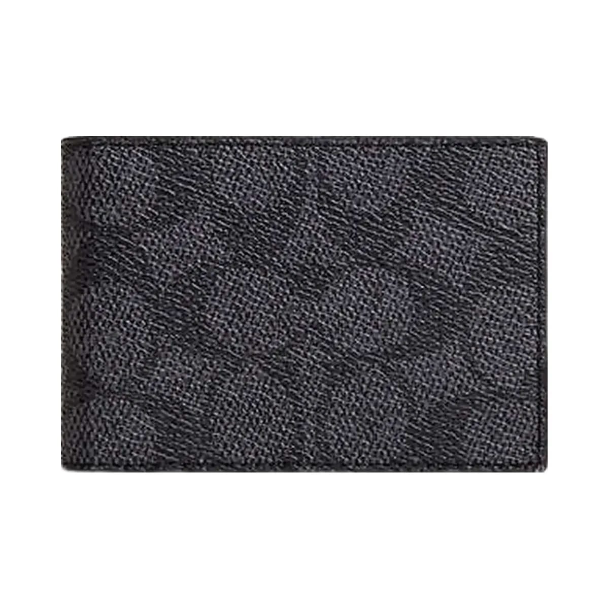 Coach Compact Billfold Wallet In Signature Canvas Signature Canvas-Charcoal-Black
