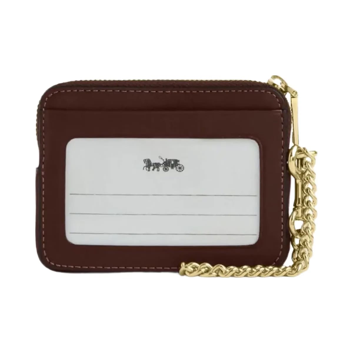 Coach Zip Card Case Calf Leather-Gold-Maple