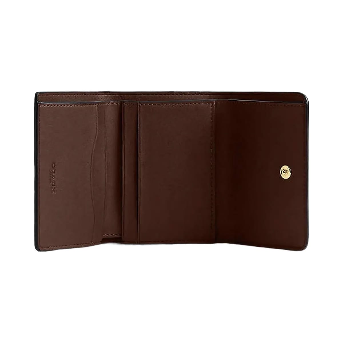 Coach Card Holder Wallet In Blocked Signature Canvas Signature Canvas-Gold-Walnut-Tan