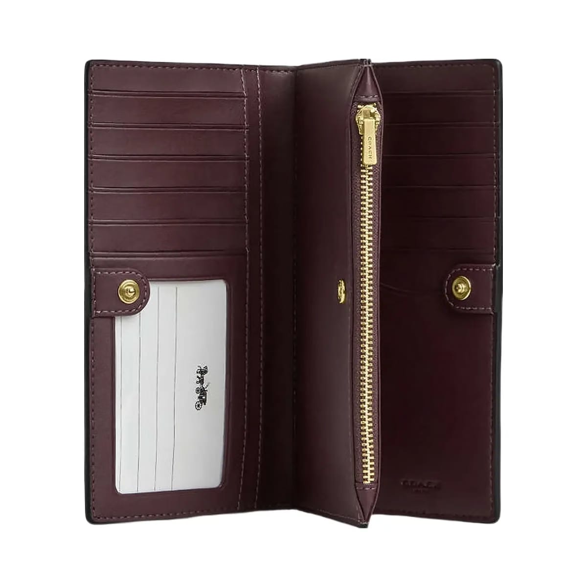 Coach Slim Zip Wallet In Signature Canvas Signature Canvas-Im-Black Currant