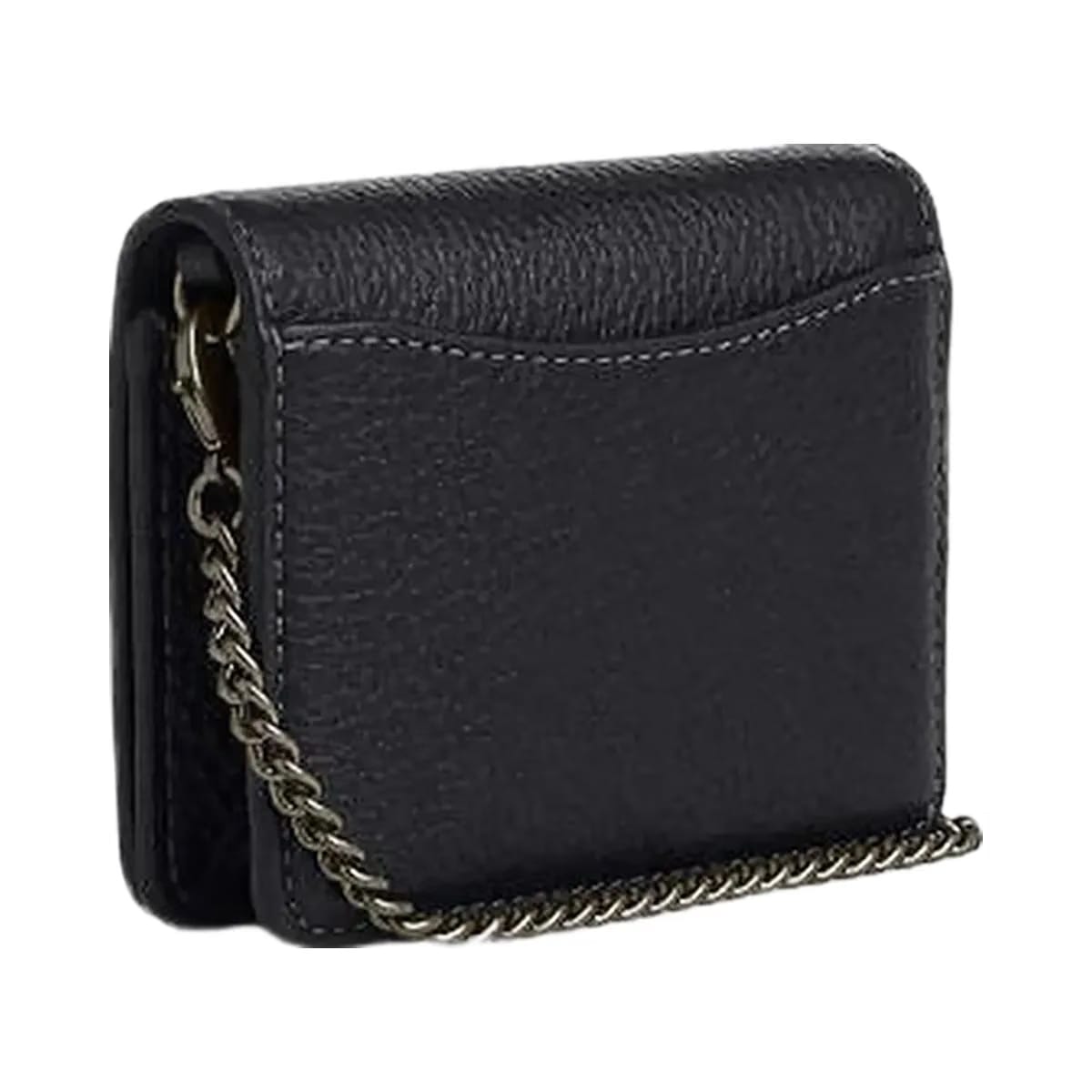 Coach Mini Wallet On A Chain With Rivets Pebbled Leather-Gunmetal-Black Multi