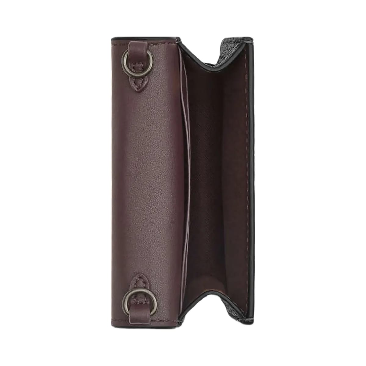 Coach Mini Wallet On A Chain With Rivets Pebbled Leather-Gunmetal-Black Multi