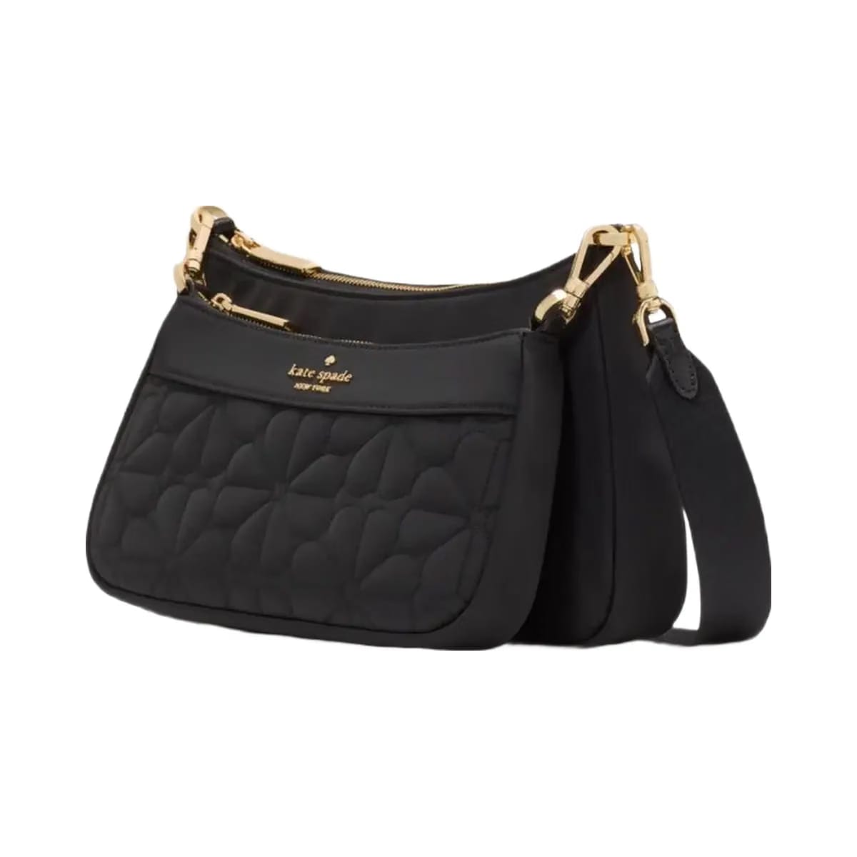 Kate Spade Duet Quilted Fabric Small Crossbody Black