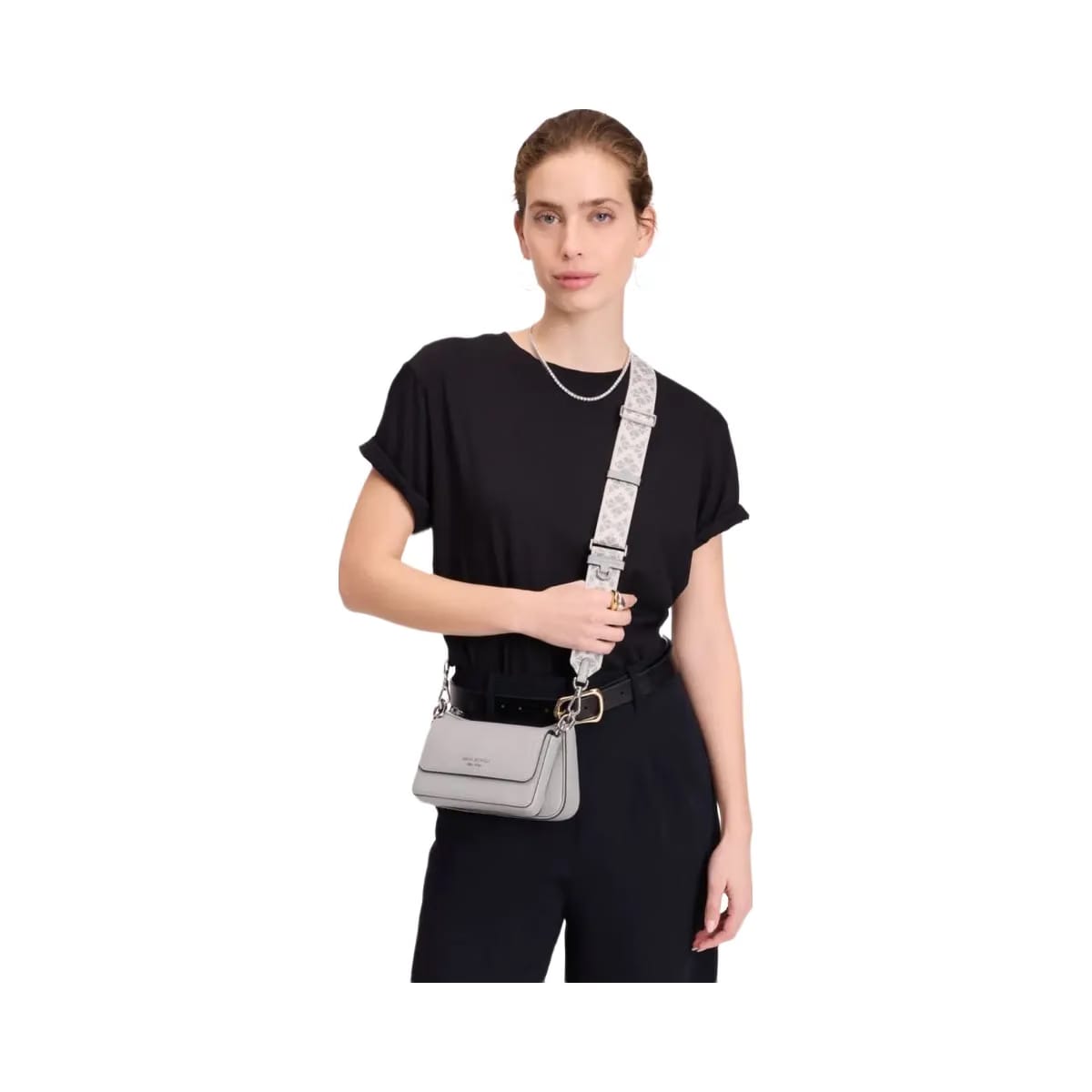 Kate Spade Double Up Webbed Strap Crossbody Nimbus Grey
