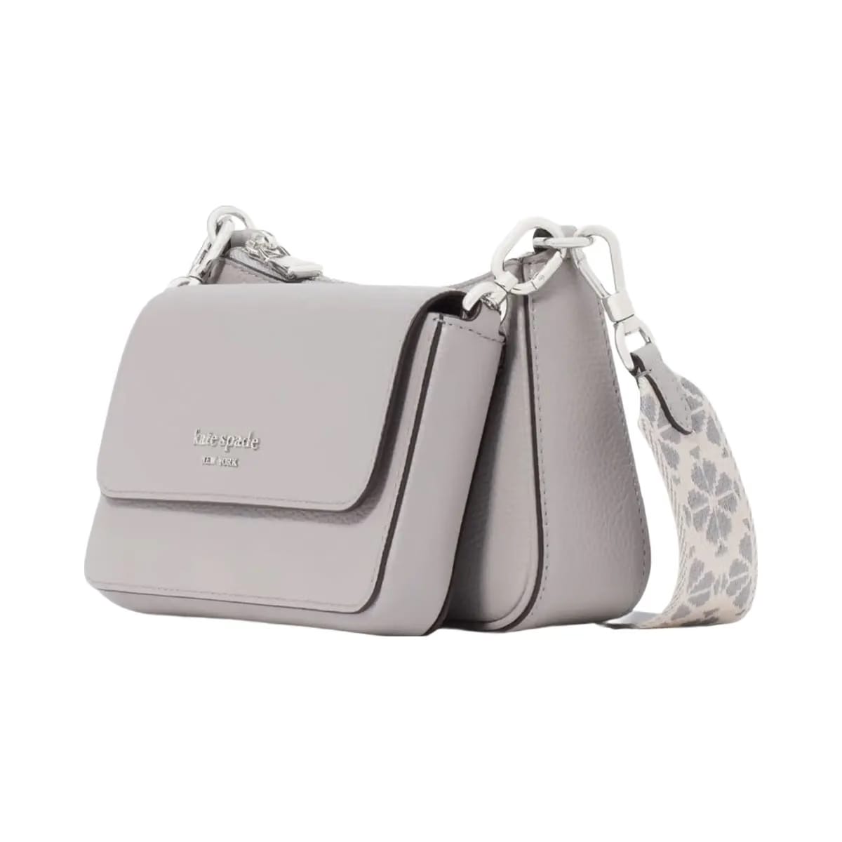 Kate Spade Double Up Webbed Strap Crossbody Nimbus Grey
