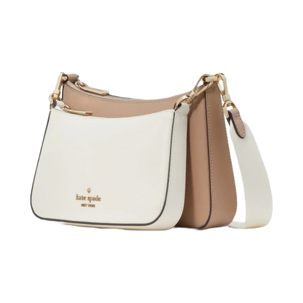 Kate Spade Duet Colorblock Saffiano Leather Small Crossbody Toasted Hazelnut Multi