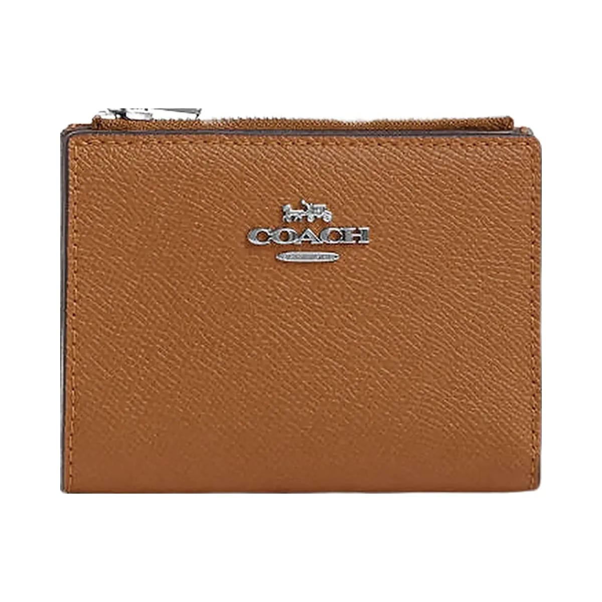 Coach Bifold Wallet Crossgrain Leather-Silver-Light Saddle