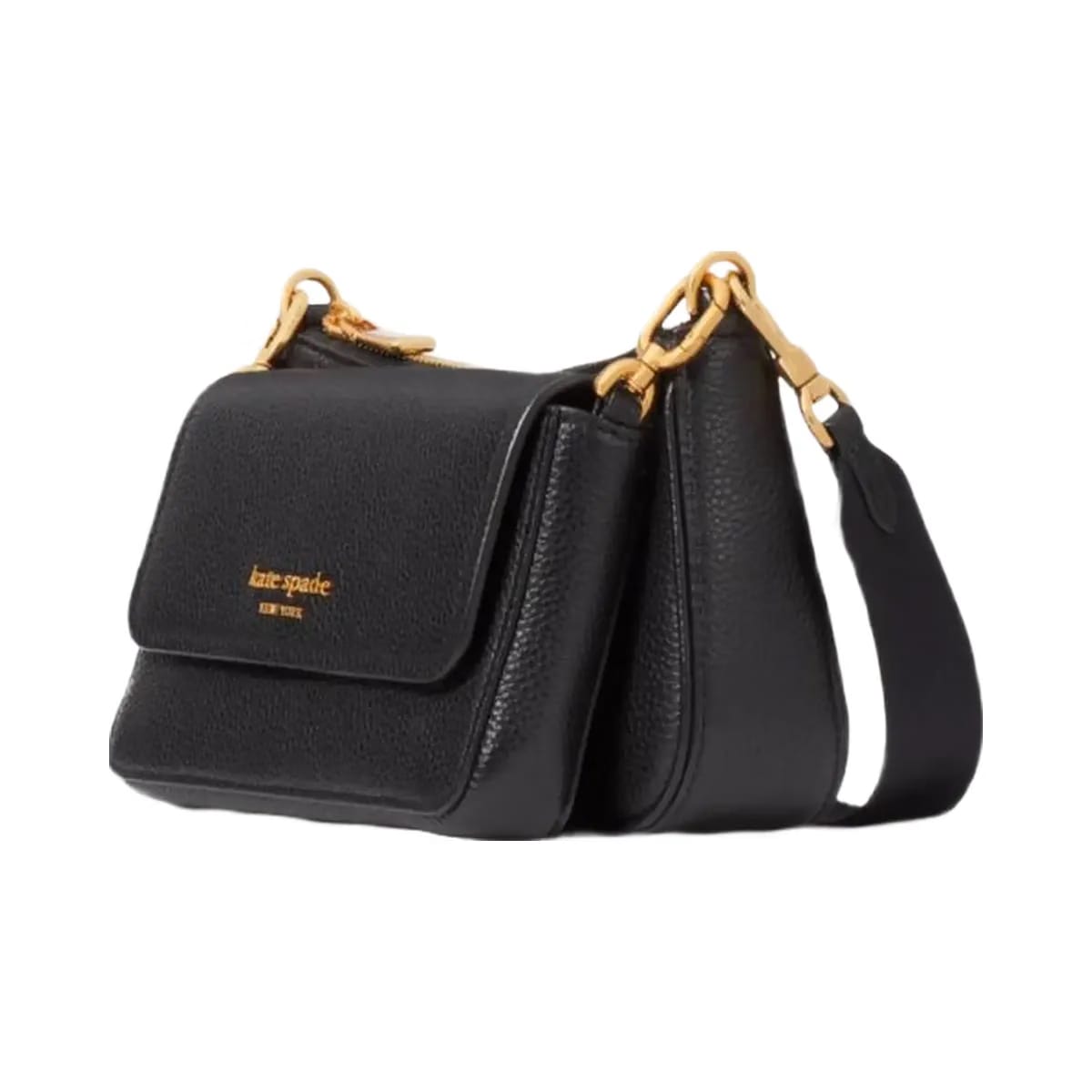 Kate Spade Double Up Pebbled Leather Crossbody Black