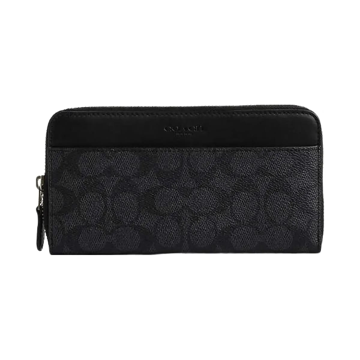 Coach Accordion Wallet In Signature Canvas Signature Canvas-Gunmetal-Charcoal-Black