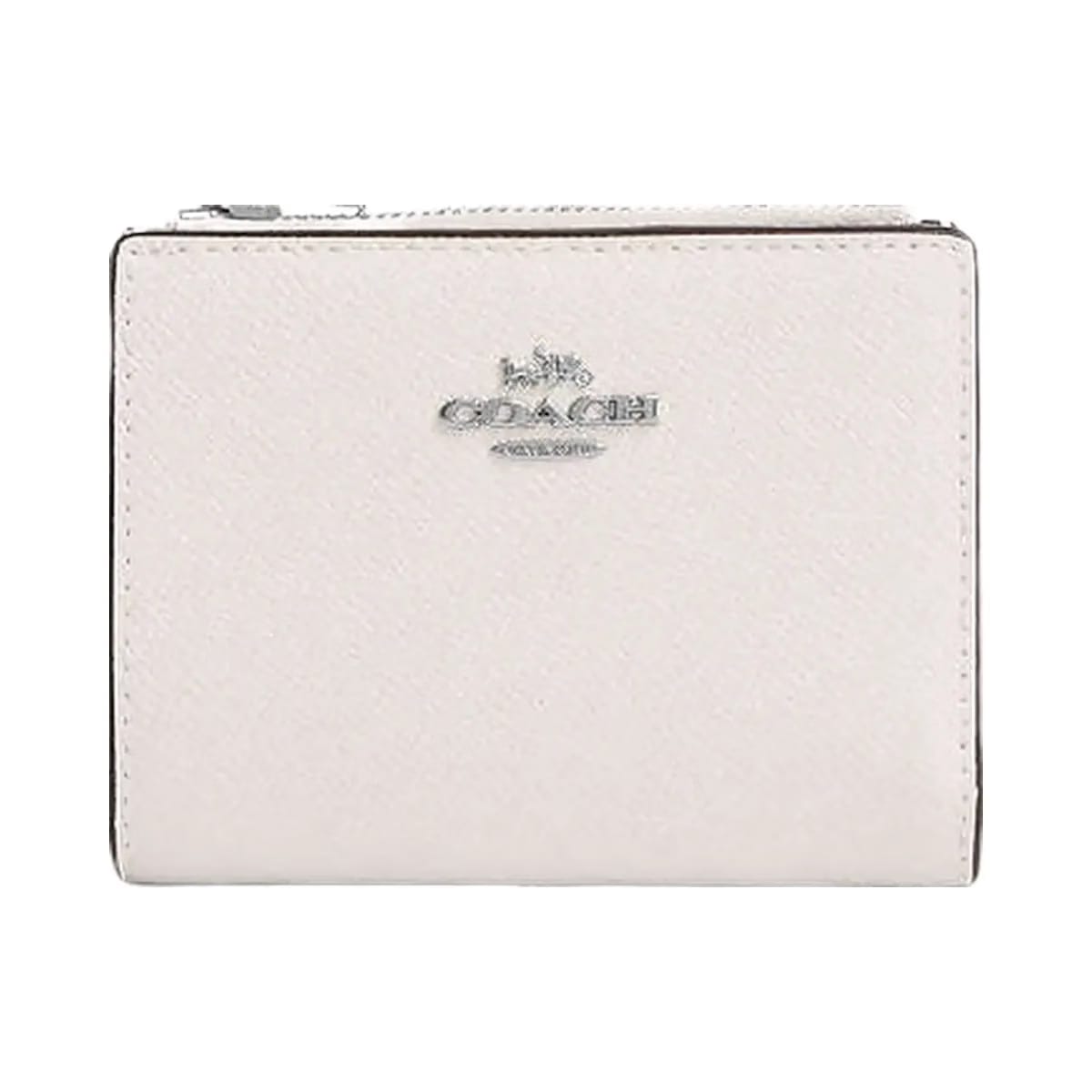 Coach Bifold Wallet Crossgrain Leather-Silver-Chalk