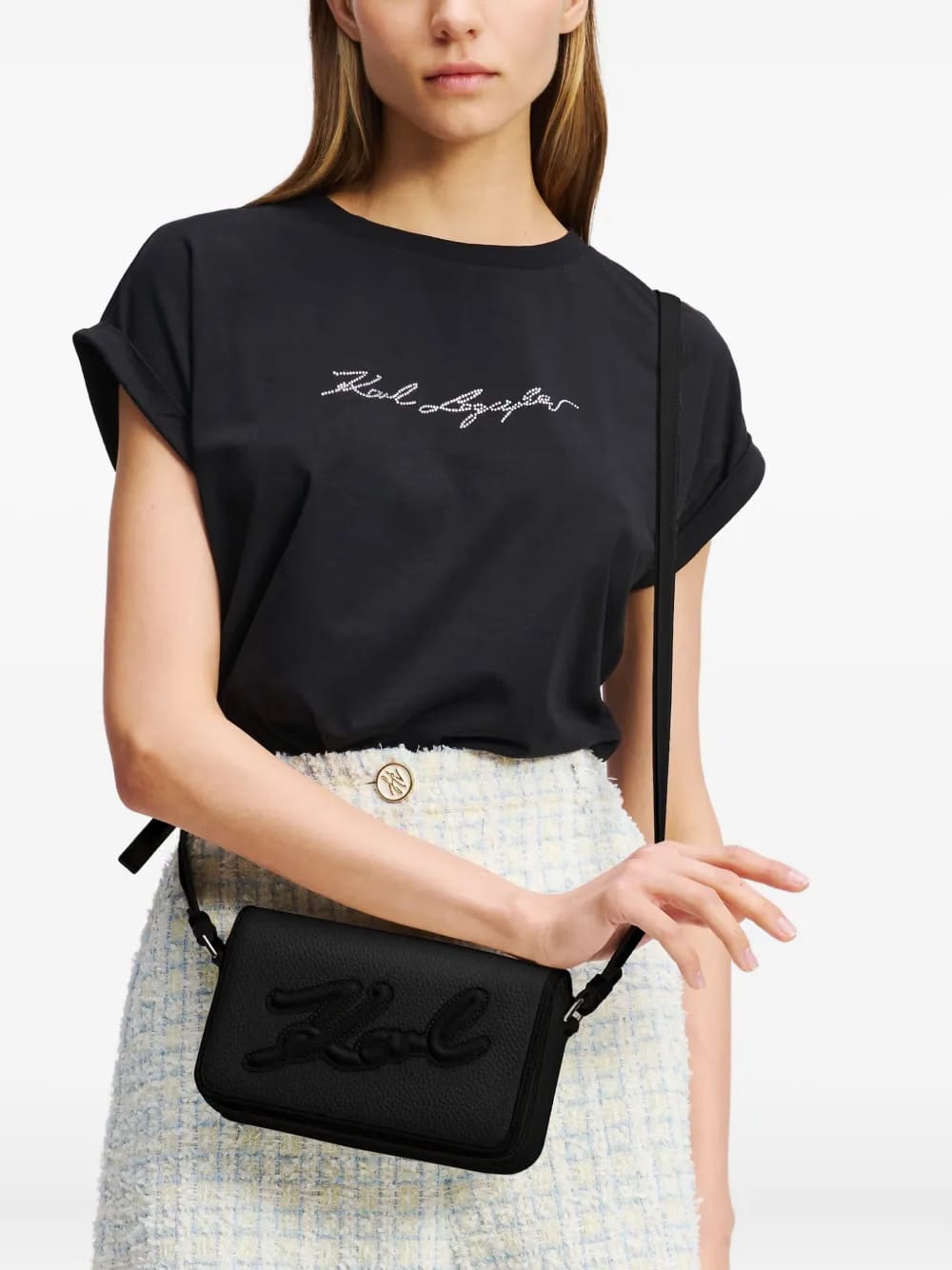K/Skuare grainy flap crossbody bag