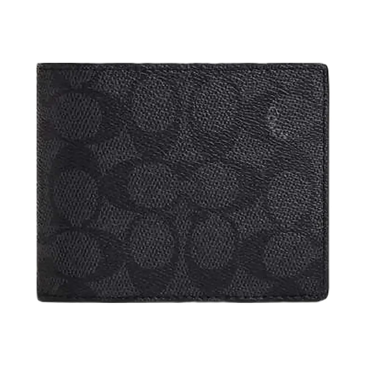 Coach 3 In 1 Wallet In Signature Canvas Signature Canvas-Charcoal-Black