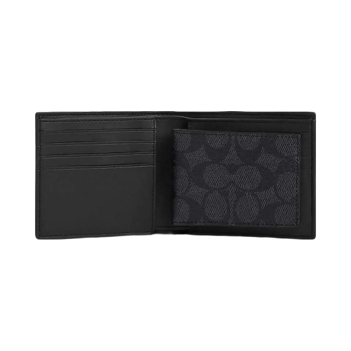Coach 3 In 1 Wallet In Signature Canvas Signature Canvas-Charcoal-Black
