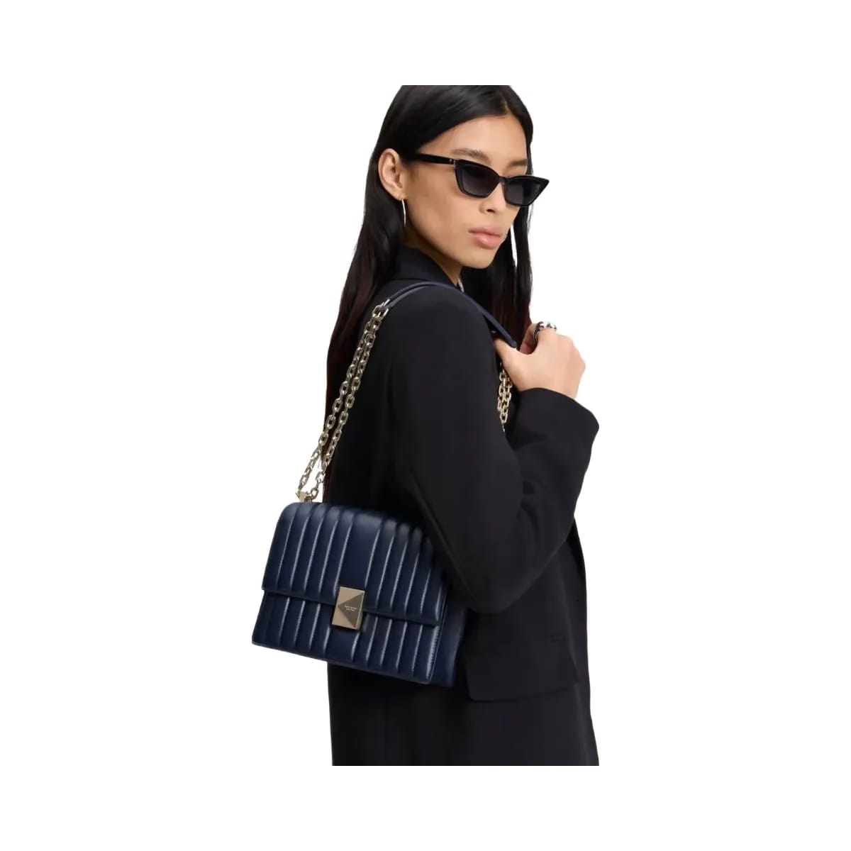 Kate Spade Deco Quilted Chain Shoulder Bag Parisian Navy