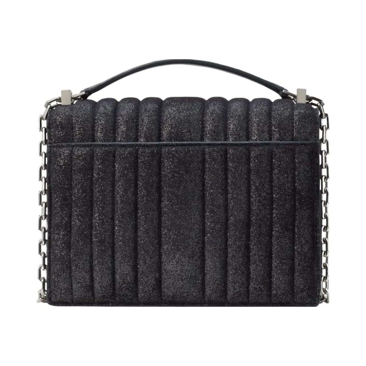 Kate Spade Deco Quilted Glitter Suede Chain Shoulder Bag Navy Multi