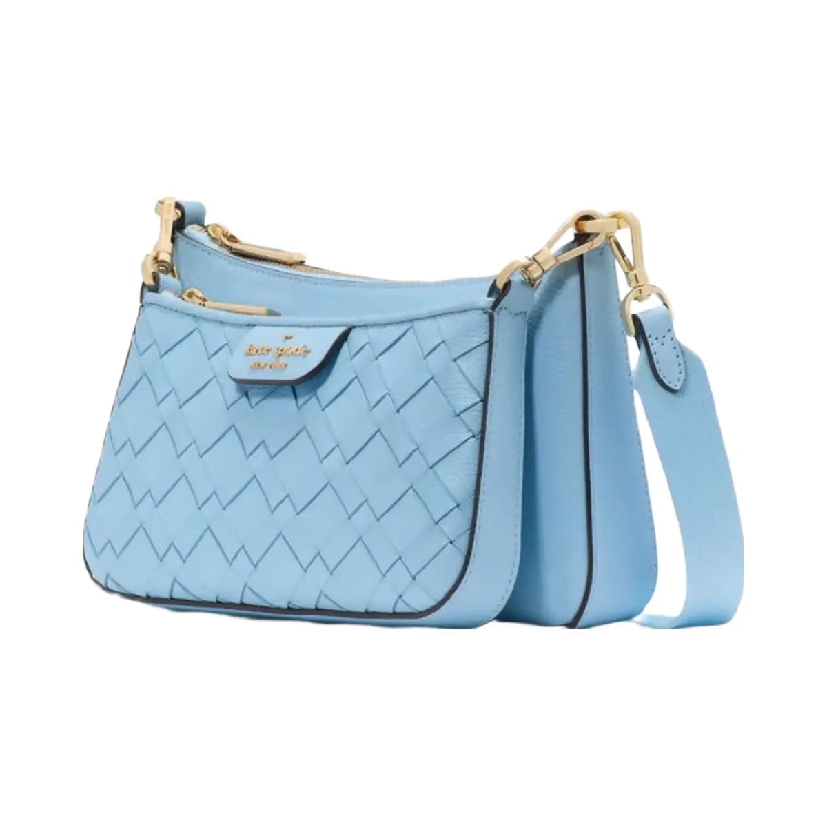 Kate Spade Duet Woven Leather Crossbody Montauk Blue