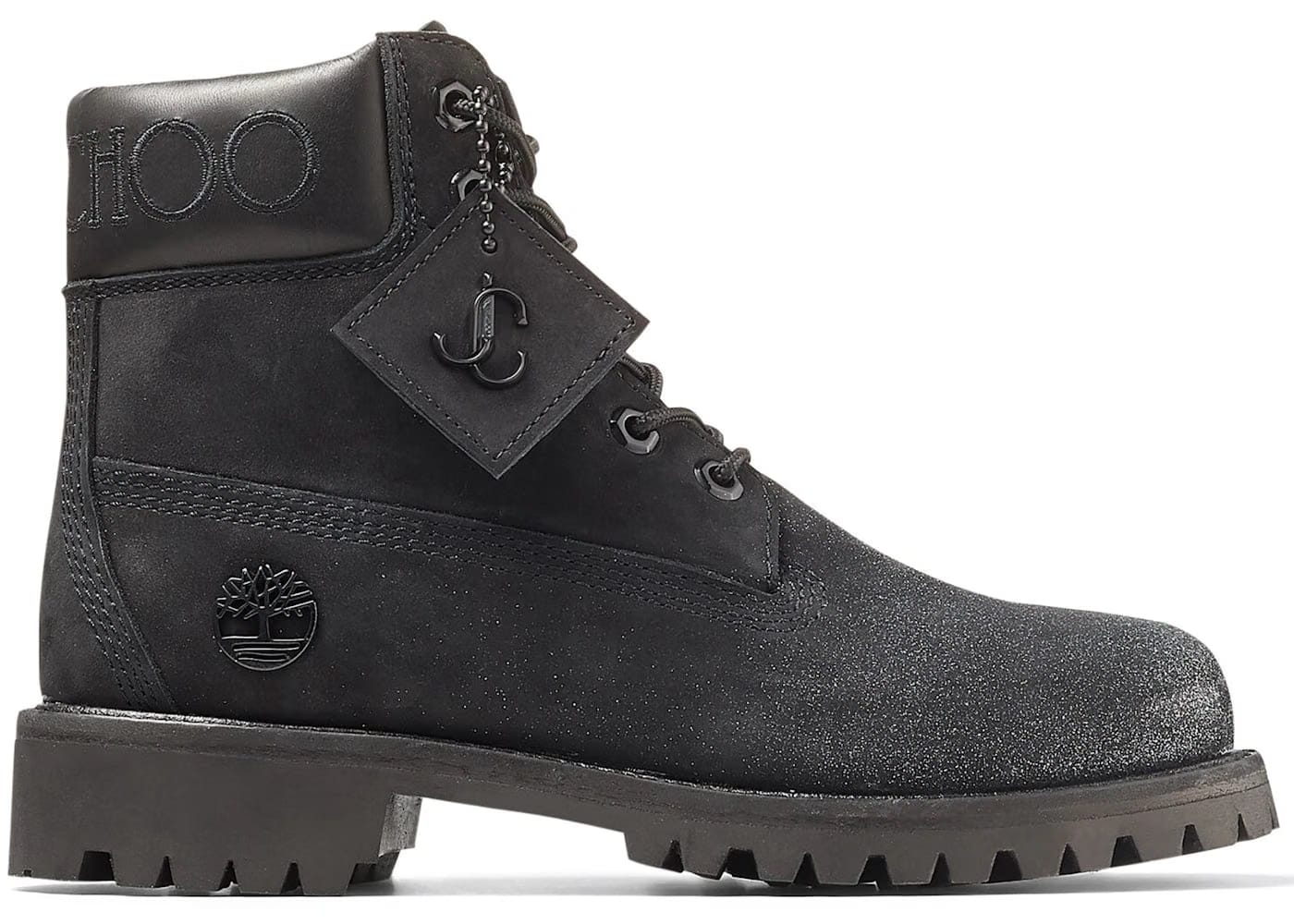 Timberland 6 Boot Jimmy Choo Premium Black Glitter Womens