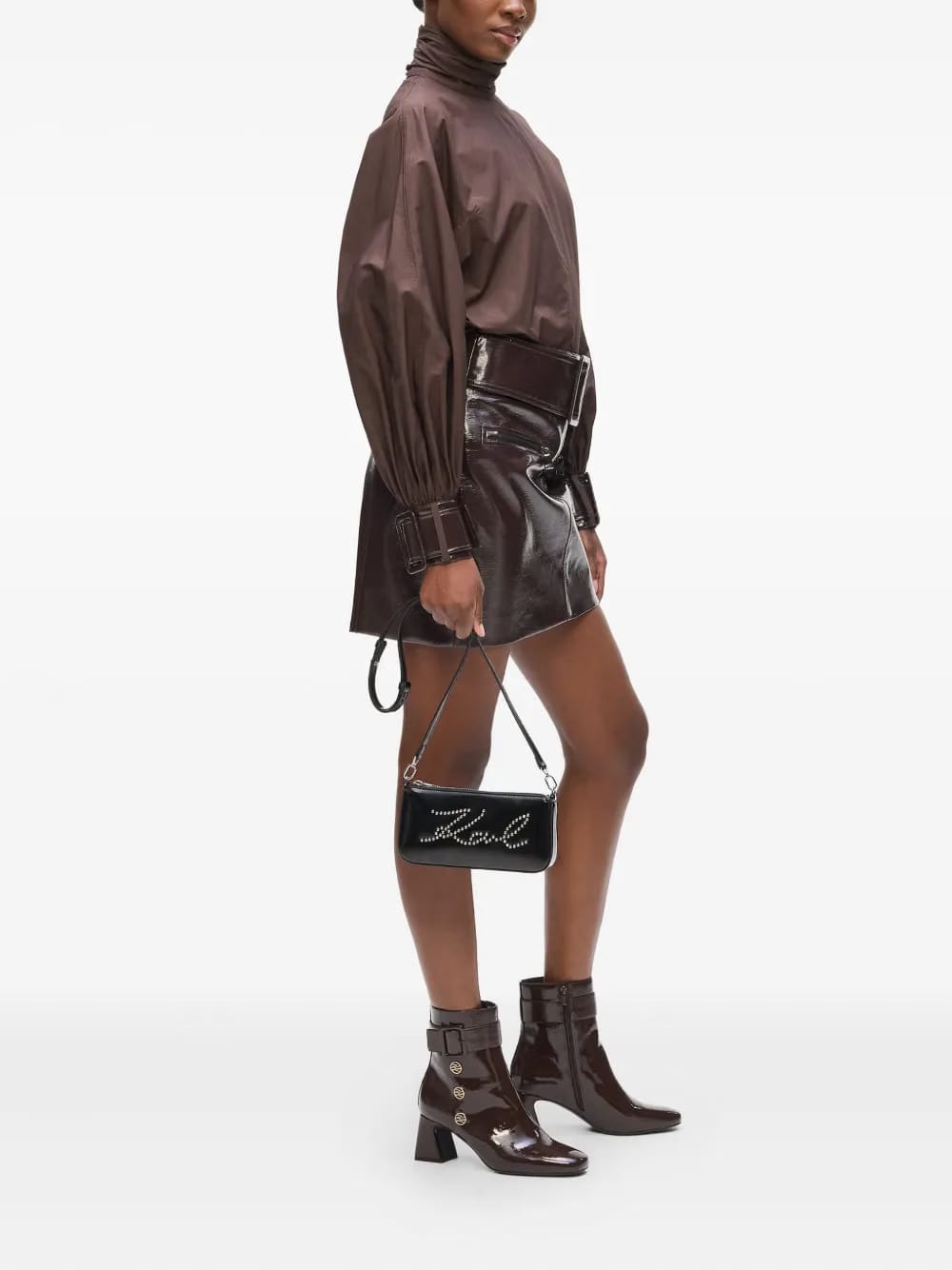 stud-embellished crossbody pouch