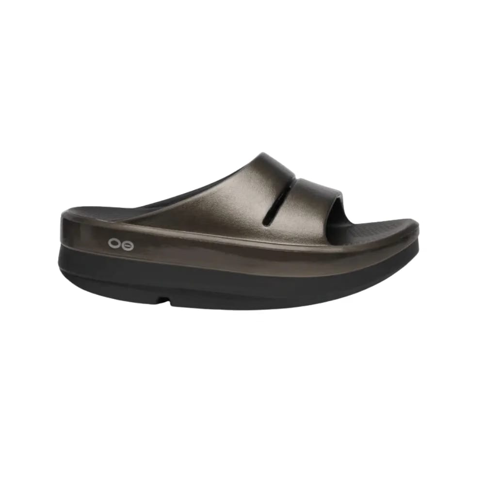 Oofos OOmega OOahh Stacked Sandal Titanium Mirror
