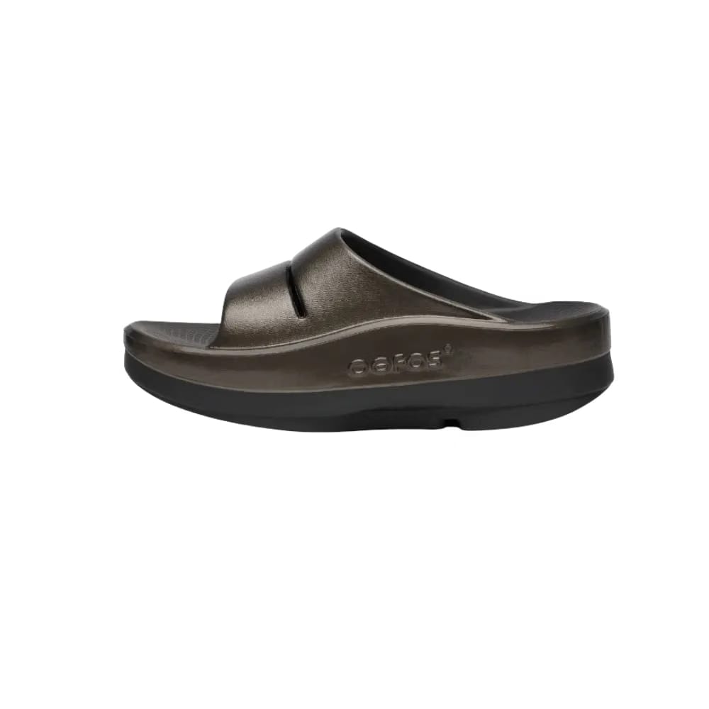 Oofos OOmega OOahh Stacked Sandal Titanium Mirror