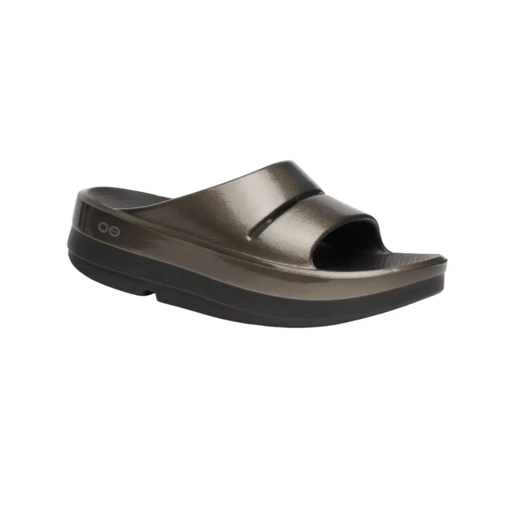 Oofos OOmega OOahh Stacked Sandal Titanium Mirror