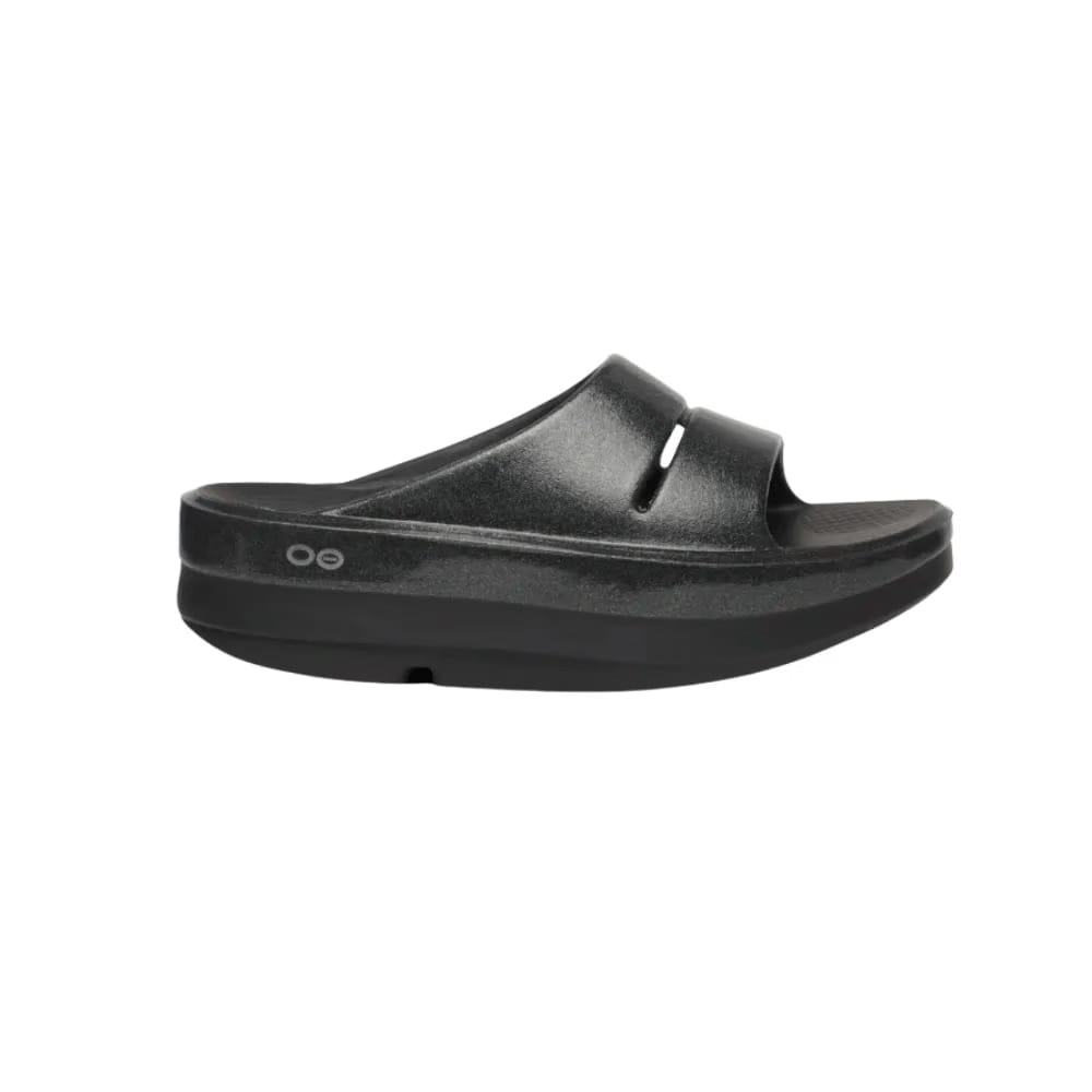 Oofos OOmega OOahh Stacked Sandal - Black Sparkle