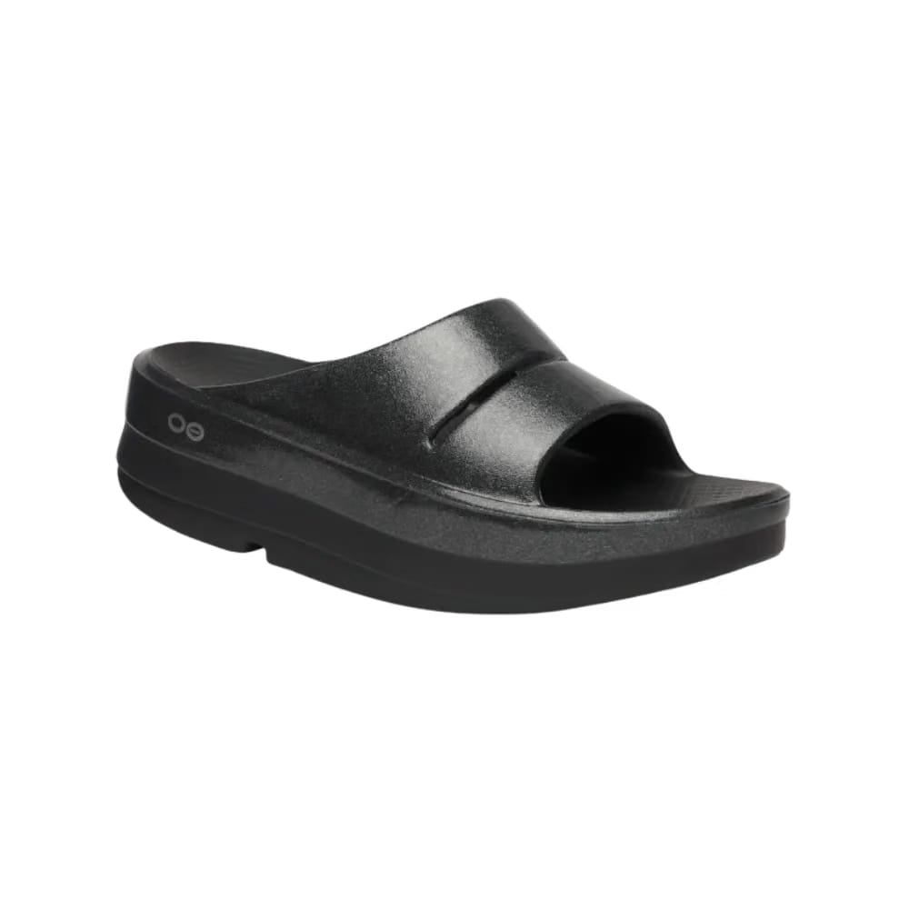Oofos OOmega OOahh Stacked Sandal - Black Sparkle
