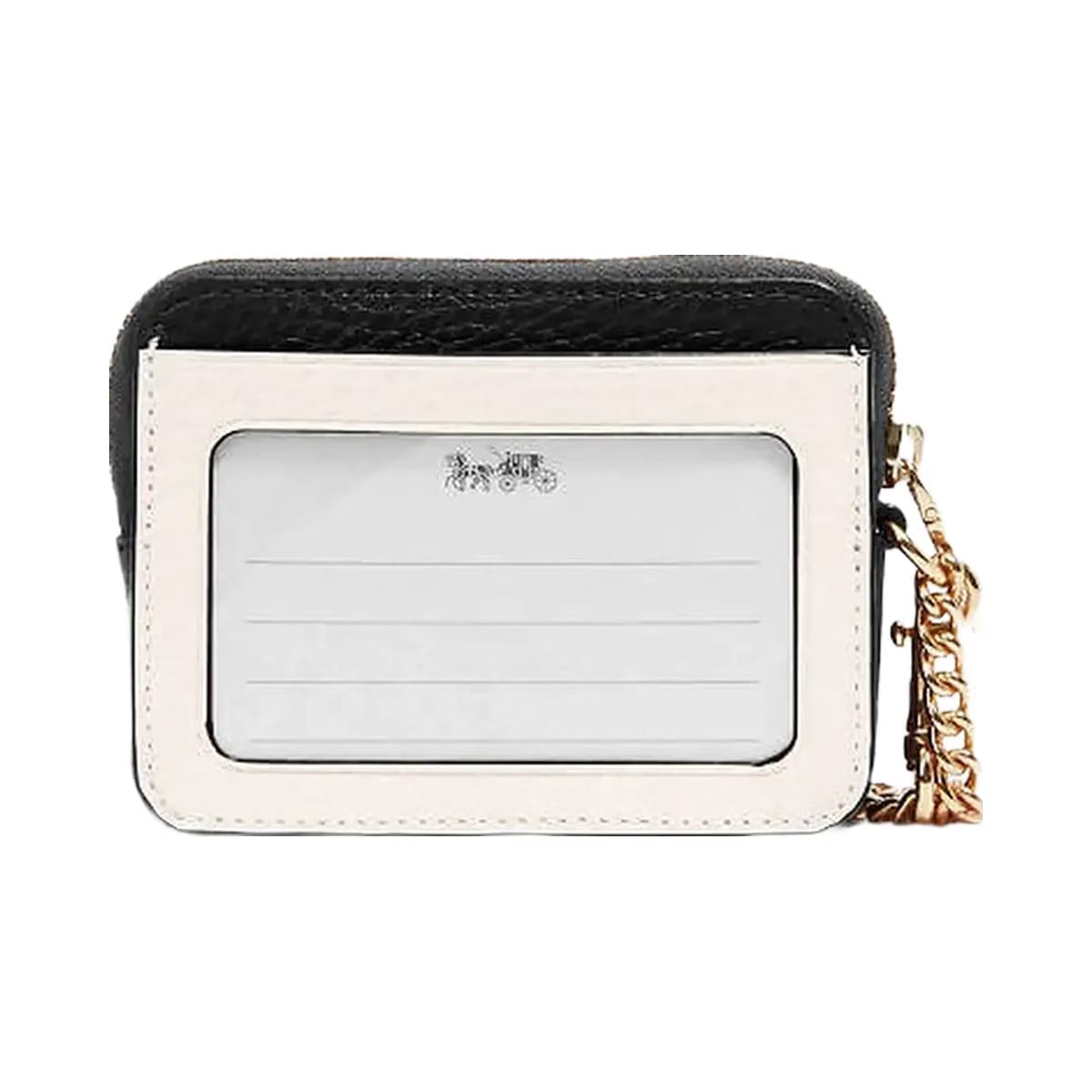 Coach Zip Card Case In Colorblock Leather-Gold-Chalk Multi