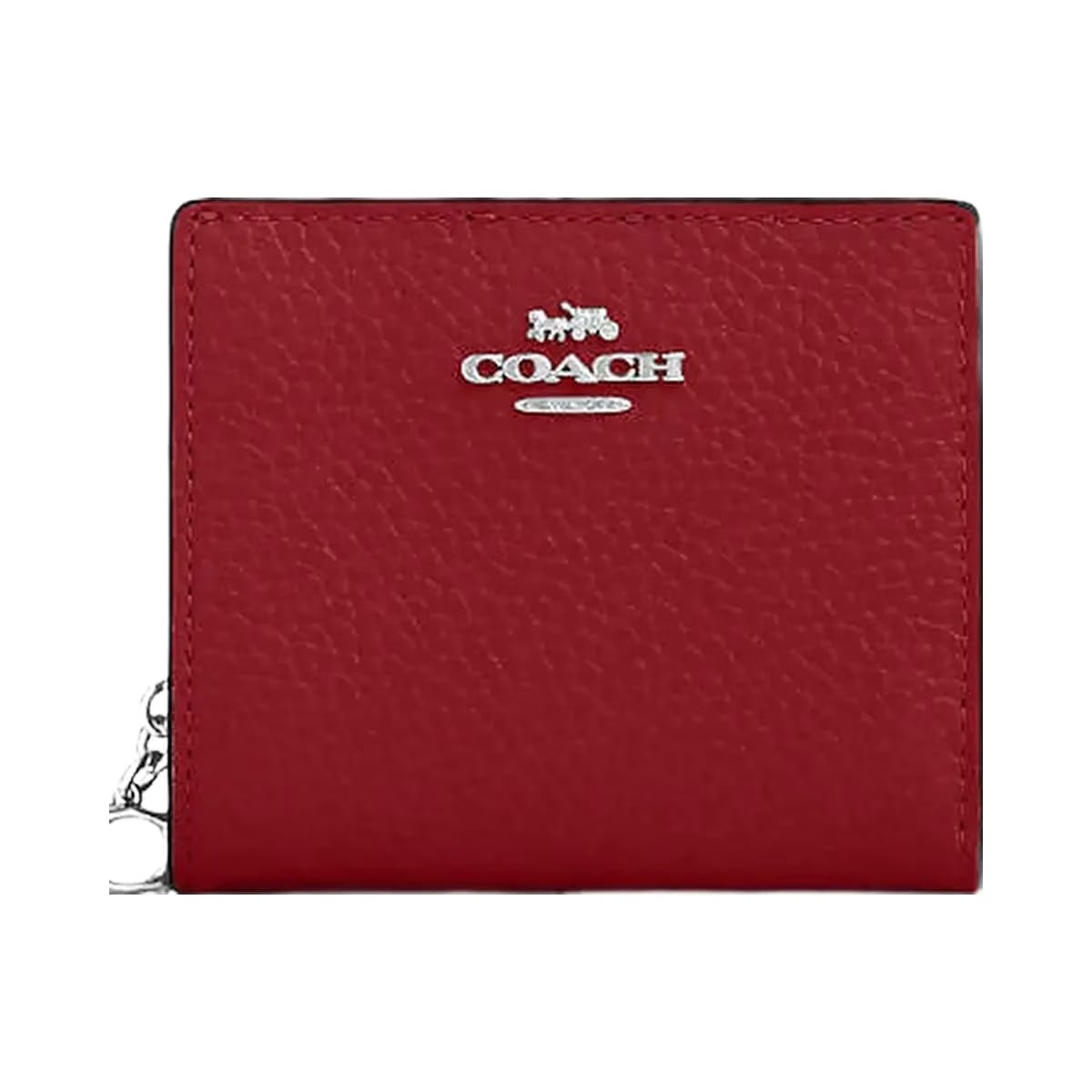 Coach Snap Wallet Pebbled Leather-Silver-Dark Cardinal