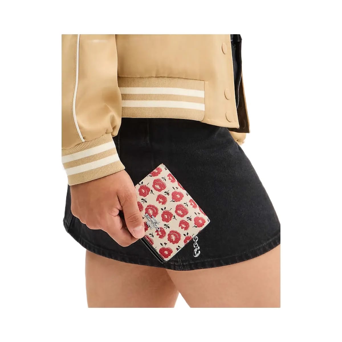 Coach Snap Wallet With Floral Print Silver-Chalk-Black Multi