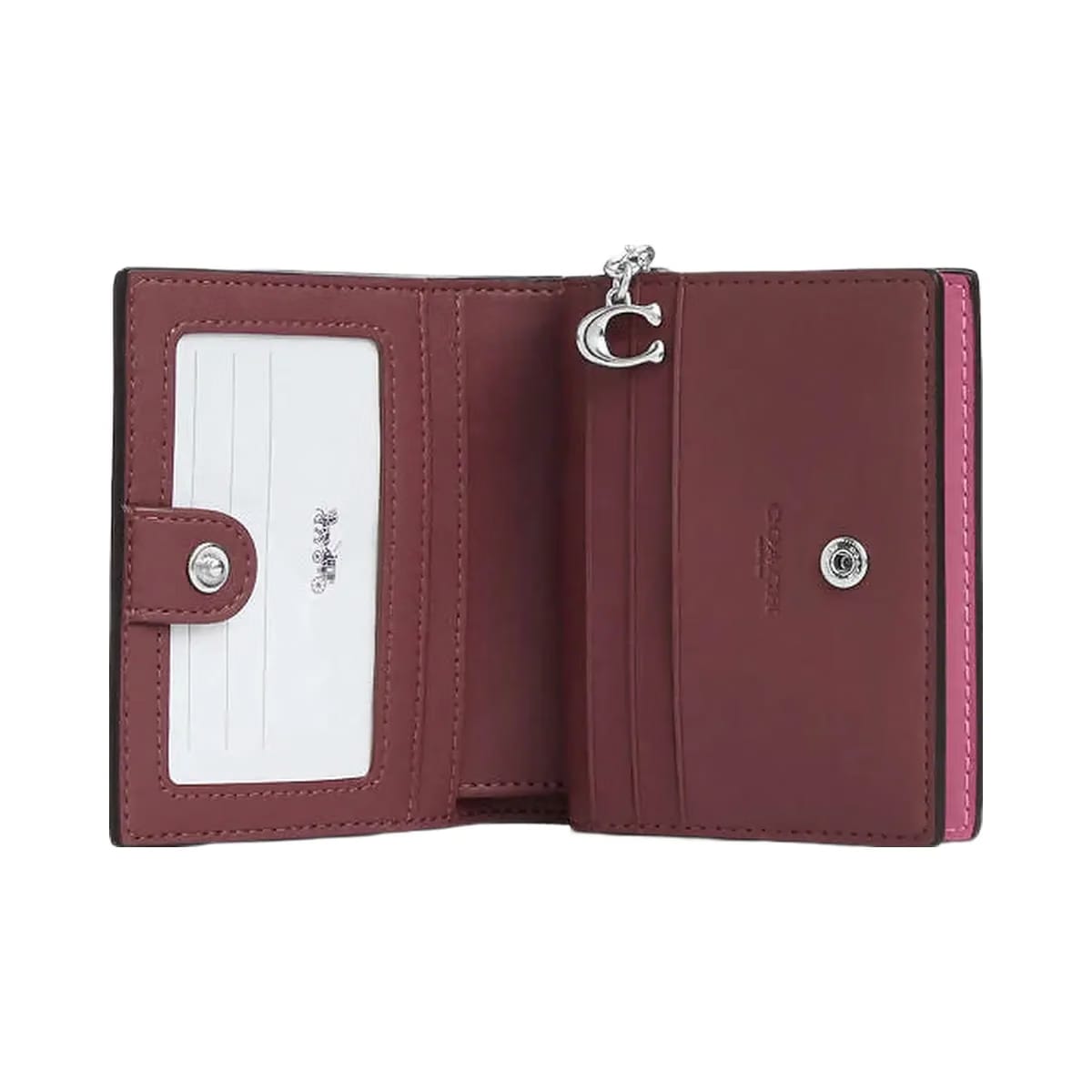 Coach Snap Wallet With Floral Print Silver-Pink Multi