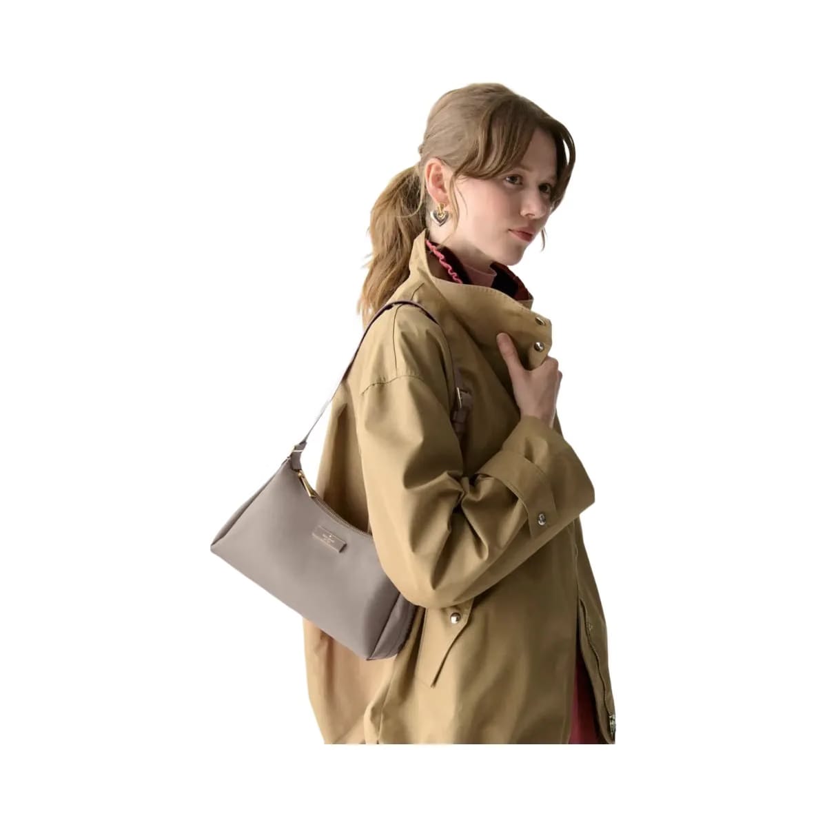 Kate Spade Carter Nylon Small Shoulder Bag Cozy Grey